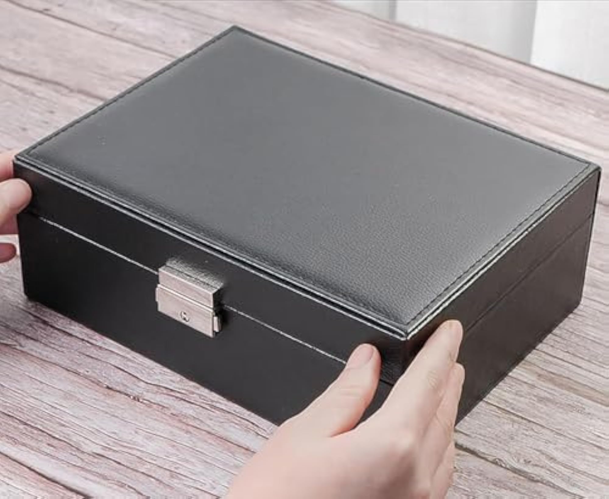 Large PU Leather Jewellery Storage Case with 2 Layers
